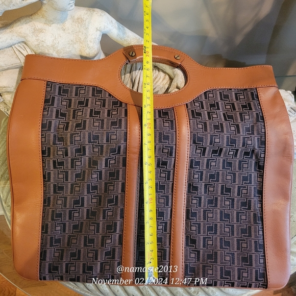 L.A.M.B. Gwen Stefani Brimley Clutch Signature Jacquard Leather Designer #55 - Picture 11 of 12